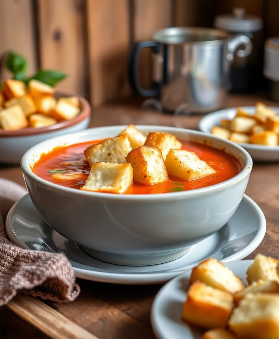 Tomato Basil Soup: The Ultimate Guide to the Easiest and Most Delicious Recipes! - Tomato Basil Soup with Grilled Cheese Croutons