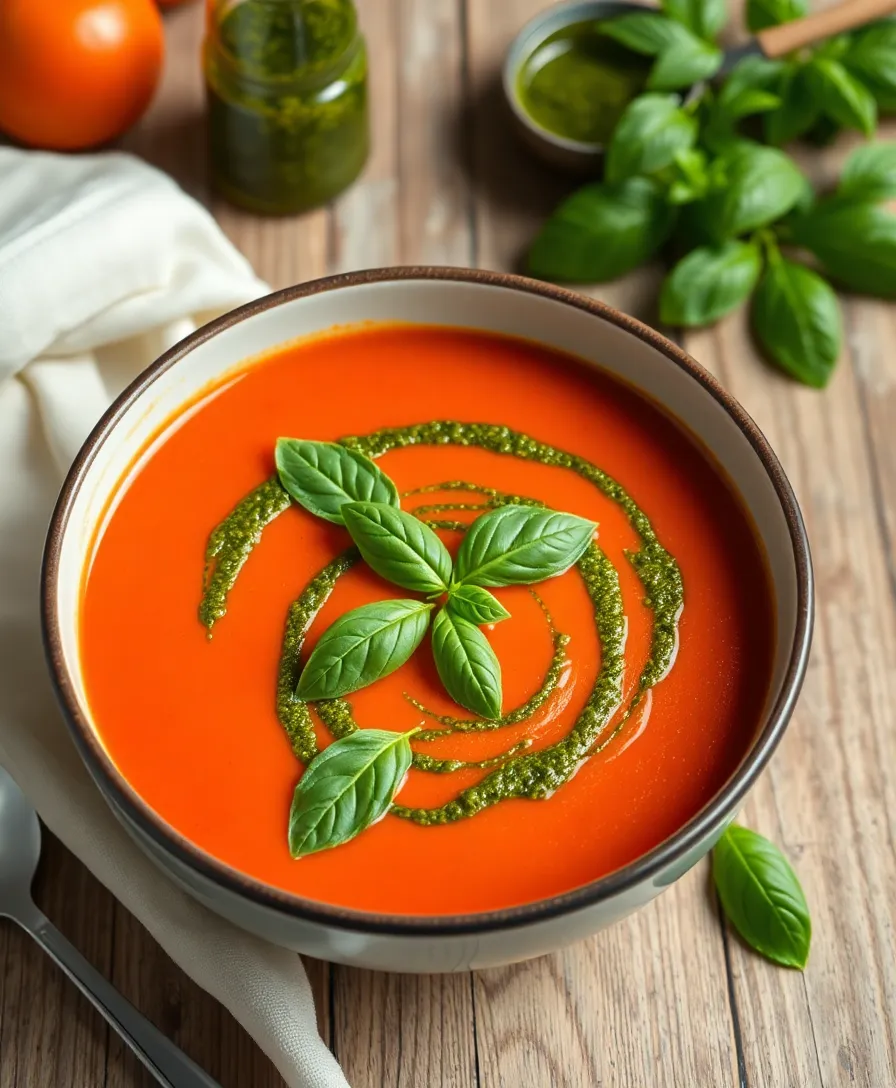Tomato Basil Soup: The Ultimate Guide to the Easiest and Most Delicious Recipes! - Tomato Basil Soup with Pesto Swirl