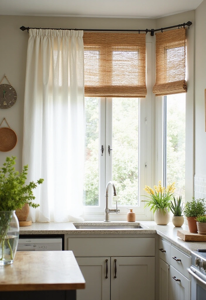 21 Coastal Kitchen Ideas That'll Make You Feel Like You're on Vacation Every Day! - 5. Light and Airy Window Treatments