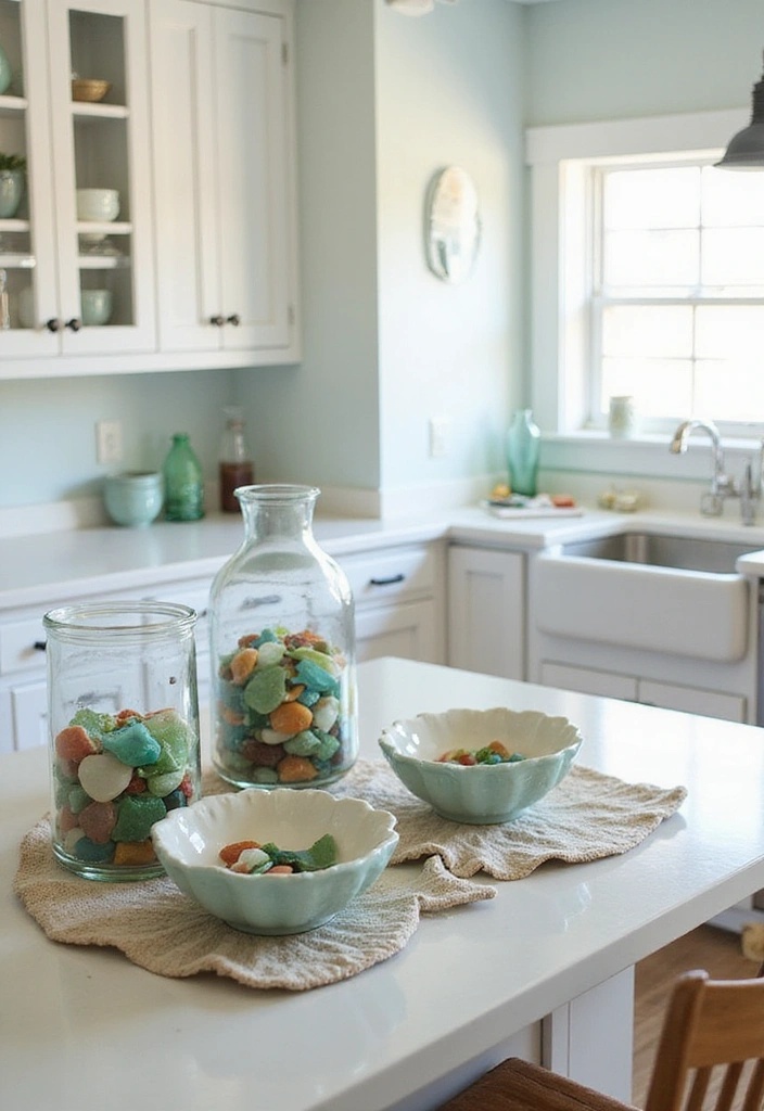 21 Coastal Kitchen Ideas That'll Make You Feel Like You're on Vacation Every Day! - 6. Sea Glass Decor