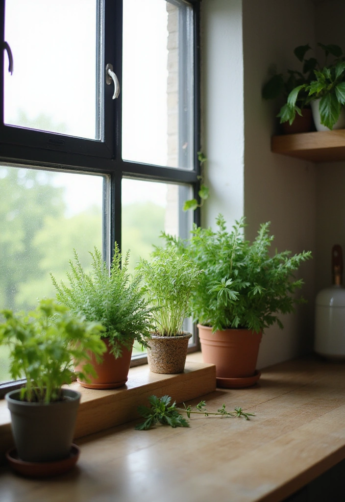 21 Coastal Kitchen Ideas That'll Make You Feel Like You're on Vacation Every Day! - 12. Fresh Herbs and Plants