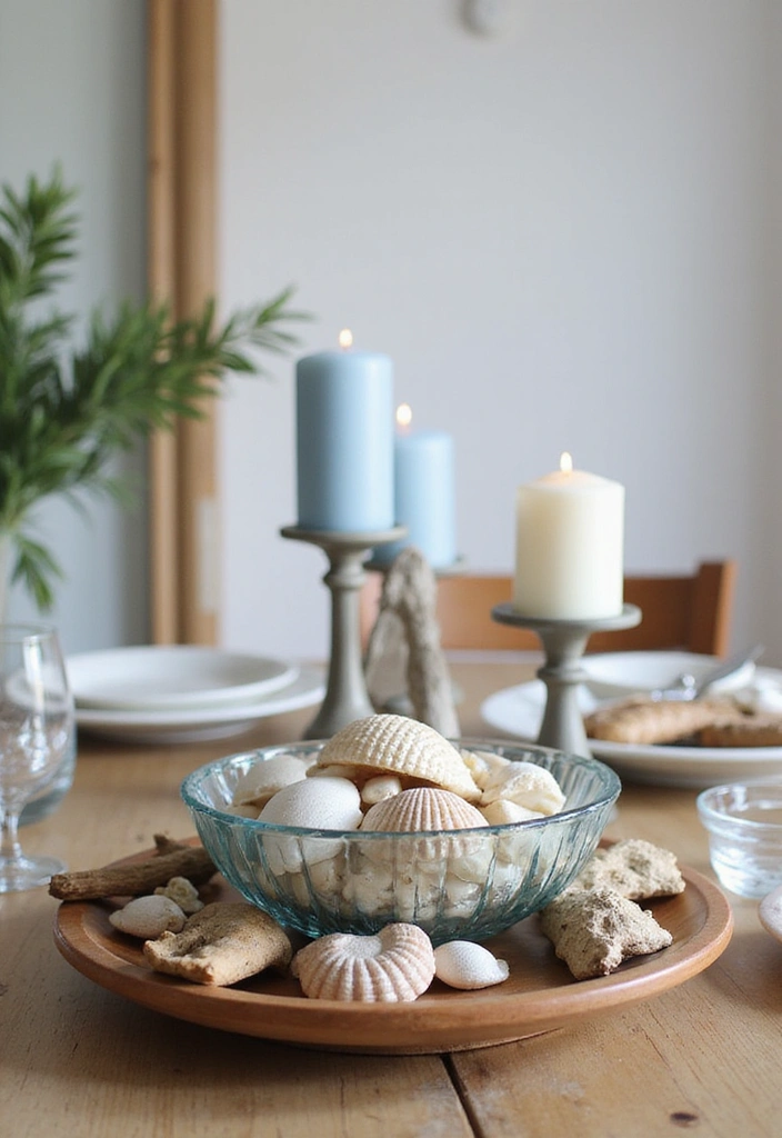 21 Coastal Kitchen Ideas That'll Make You Feel Like You're on Vacation Every Day! - 15. Beachy Centerpieces