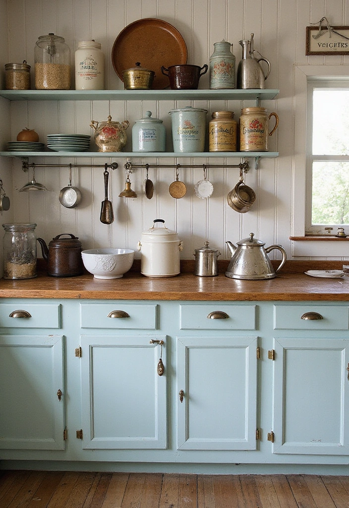 21 Coastal Kitchen Ideas That'll Make You Feel Like You're on Vacation Every Day! - 13. Vintage Finds